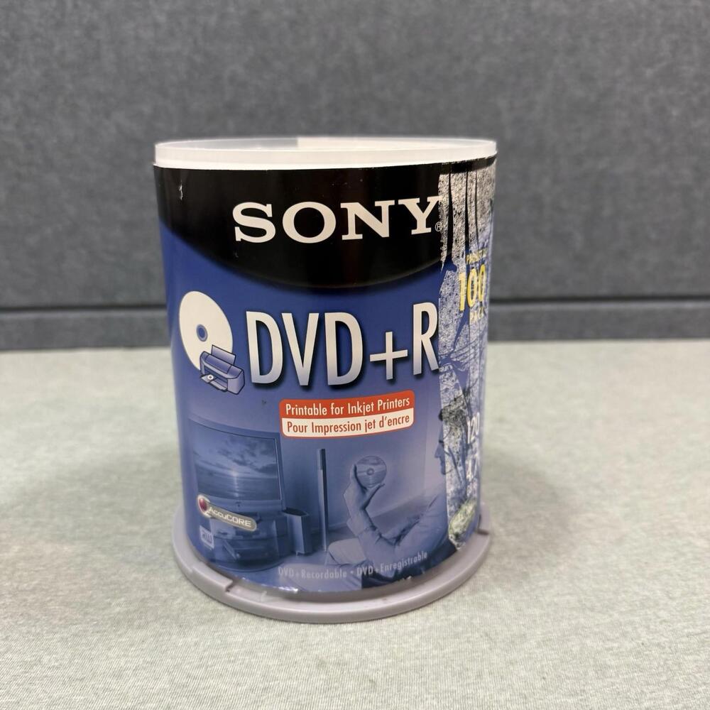 100 PacK Sony DVD+R 4.7GB 120min 1-16X Recordable Blank Video Discs